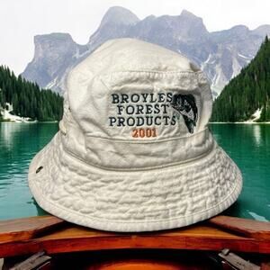 Vintage Fishing Bucket Hat w/ Bass Logo | Dog Daze | Snap-Up Sides | One Size